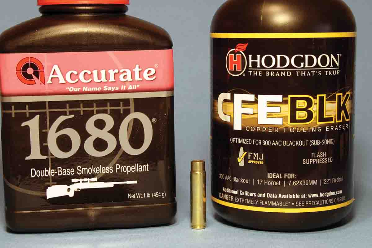 The powders that worked well for the .300 HAM’R included Accurate 1680 and Hodgdon CFE BLK.
